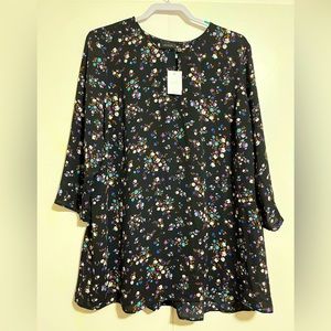 NWT J Jill black floral large blouse.